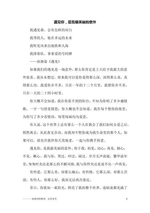 遇见你,是我最美丽的意外_初二作文
