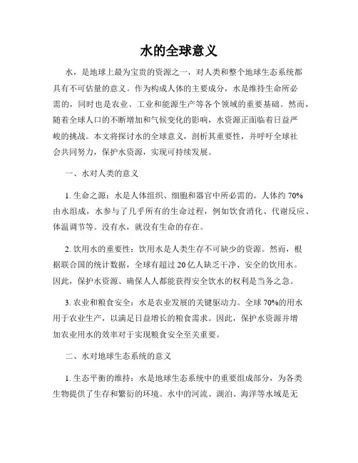 水的全球意义