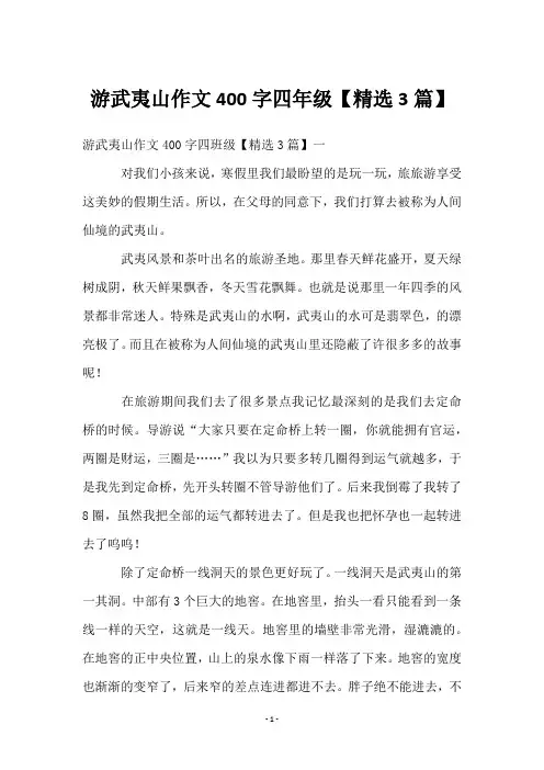 游武夷山作文400字四年级【3篇】