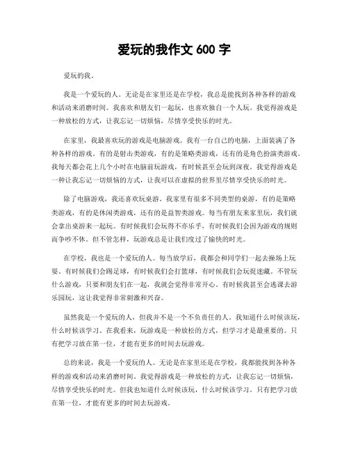 爱玩的我作文600字