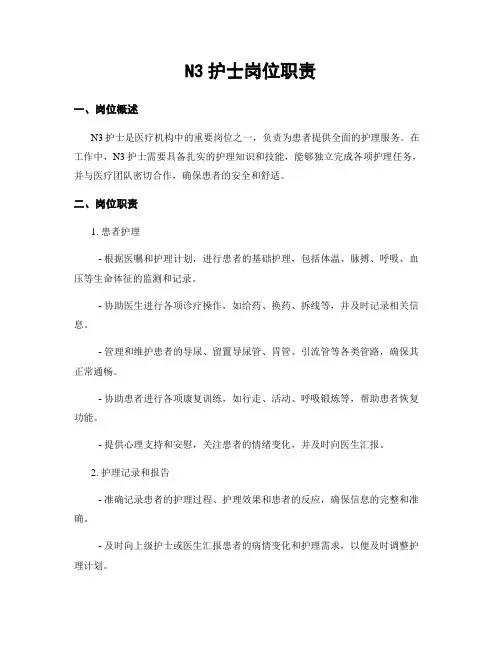 N3护士岗位职责