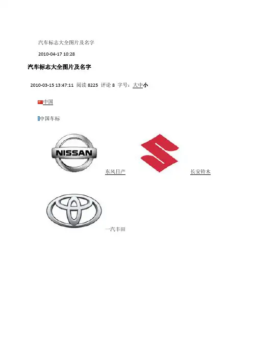 汽车标志大全图片及名字