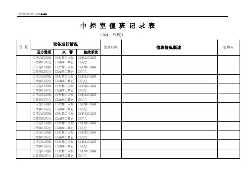 中控室值班登记表