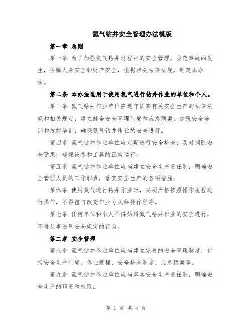 氮气钻井安全管理办法模版