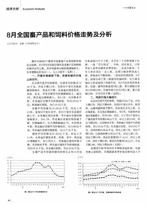 8月全国畜产品和饲料价格走势及分析