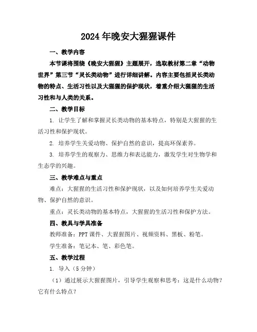 2024年晚安大猩猩课件
