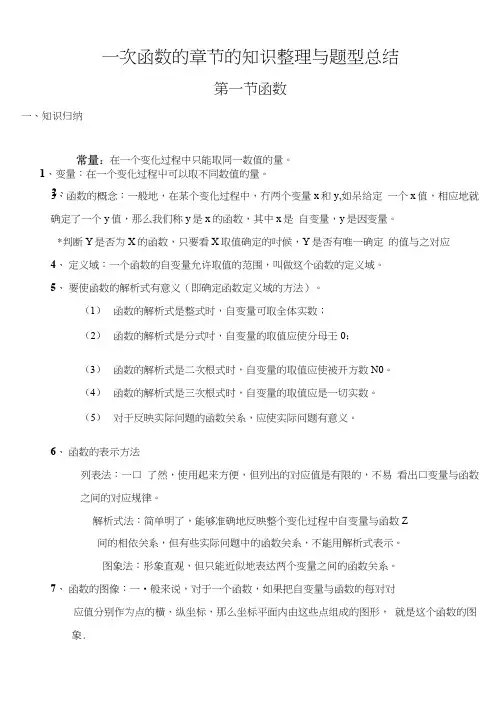 一次函数的知识点与题型总结.docx