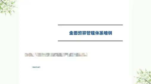 全面预算管理体系培训课件