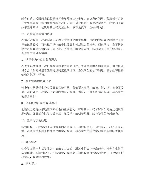 青少年教师培训心得体会