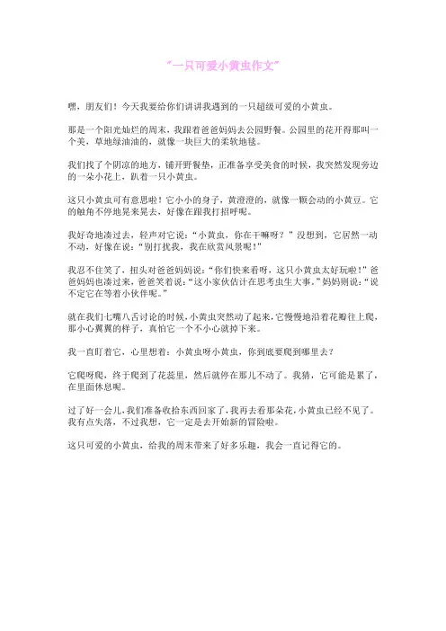 一只可爱小黄虫作文