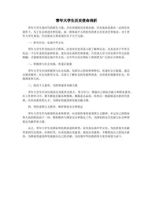 青年大学生历史使命浅析