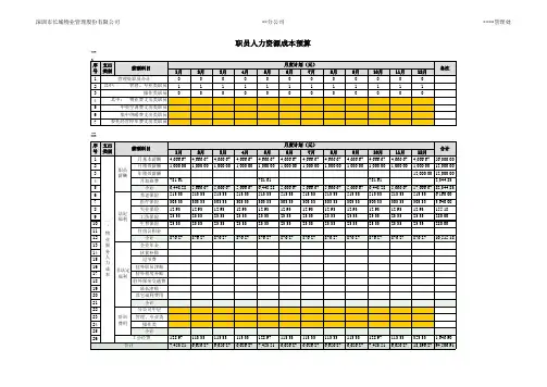 人力资源成本预算表(明细表)
