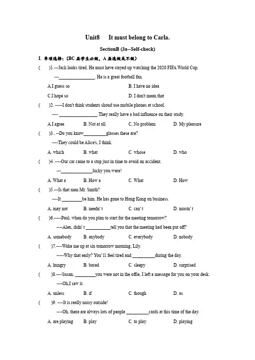 Unit8 SectionB(3a-self-check)分层练习设计-九年级英语人教版全册