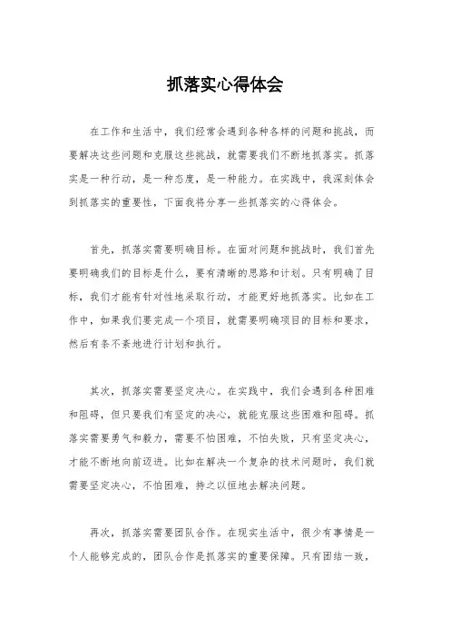 抓落实心得体会