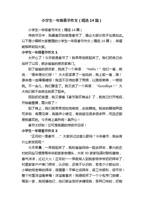 小学生一年级春节作文（精选14篇）