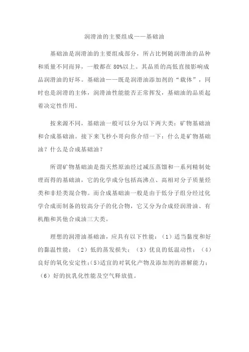 润滑油组成介绍成分分析