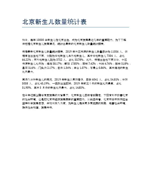 北京新生儿数量统计表