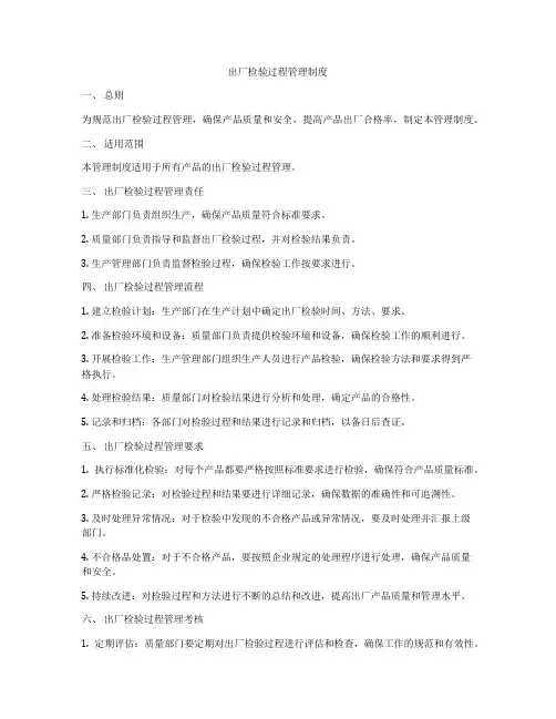 出厂检验过程管理制度
