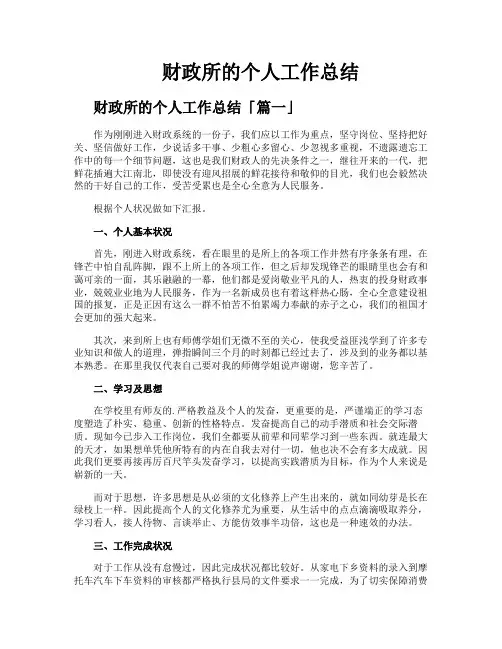 财政所的个人工作总结