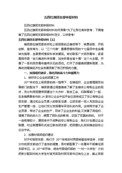 五四红旗团支部申报材料