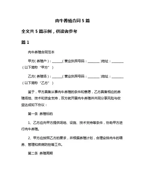 肉牛养殖合同5篇