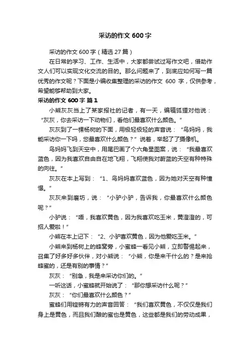 采访的作文600字（精选27篇）