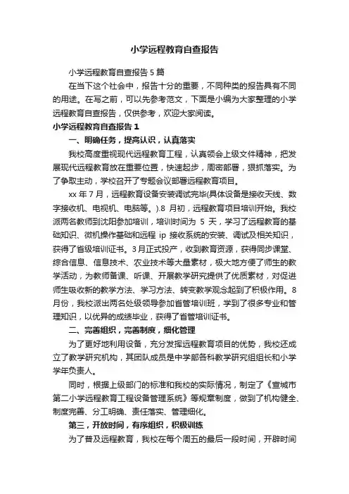小学远程教育自查报告