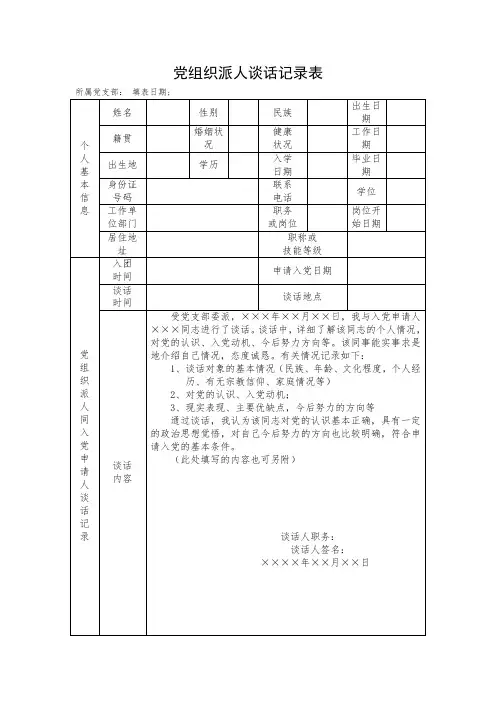 党组织派人谈话记录表