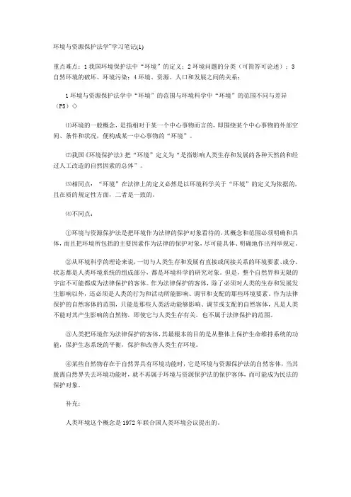 环境与资源保护法学习笔记