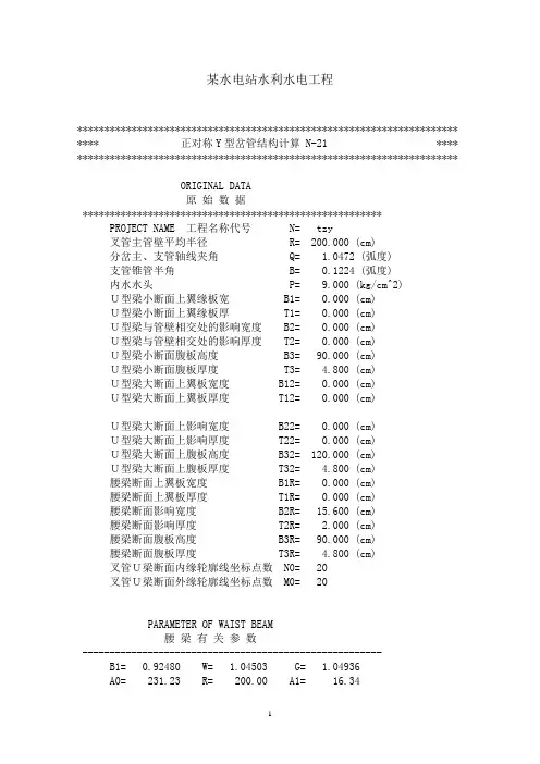 某水电站岔管计算