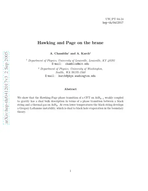 Hawking and Page on the brane