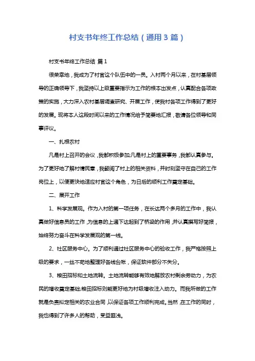 村支书年终工作总结(通用3篇)