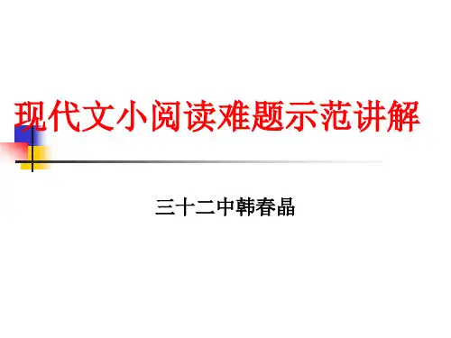 现代文小阅读难题示范讲解剖析