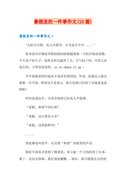 暑假里的一件事作文(15篇)