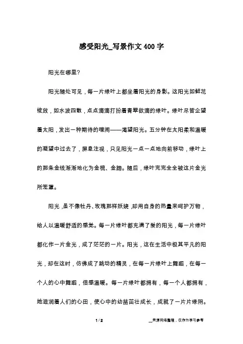感受阳光_写景作文400字