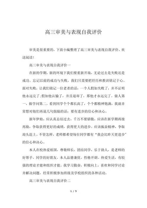 高三审美与表现自我评价