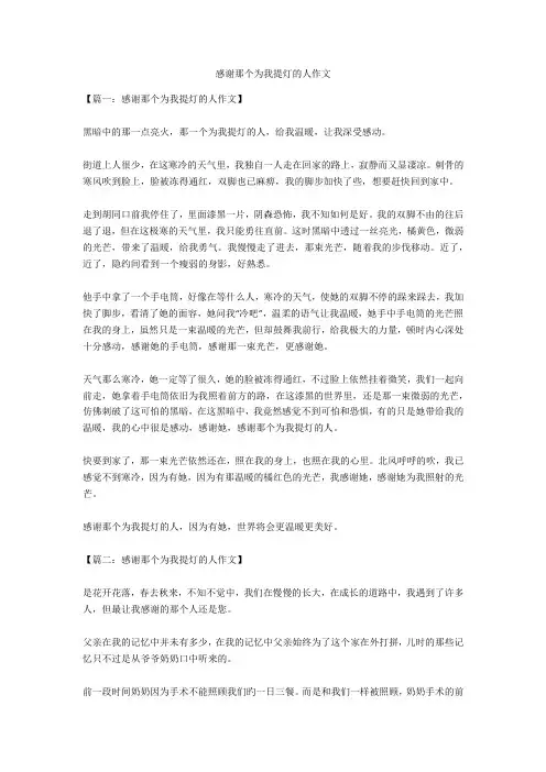 感谢那个为我提灯的人作文