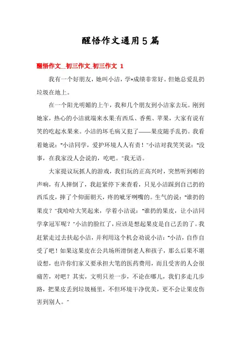 醒悟作文通用5篇