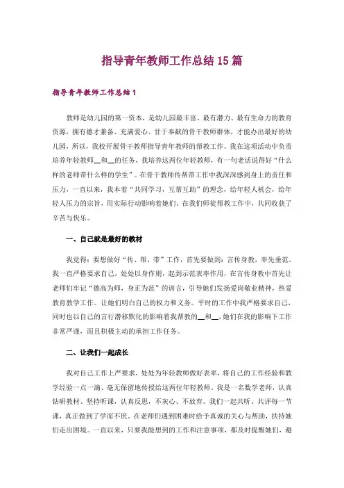 指导青年教师工作总结15篇