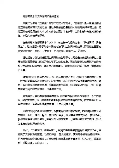 萌芽新概念作文殊途同归朱琳阅读