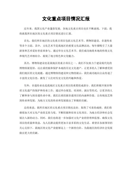 文化重点项目情况汇报