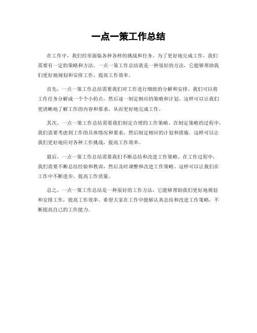 一点一策工作总结