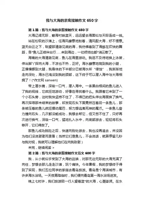 我与大海的亲密接触作文650字