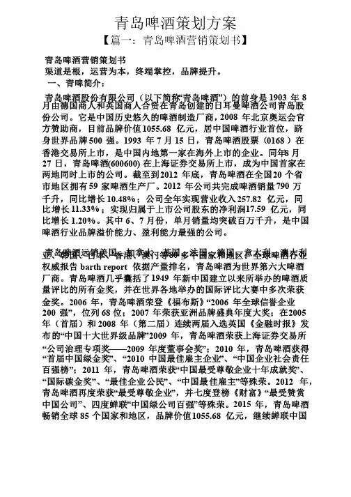 青岛啤酒策划方案