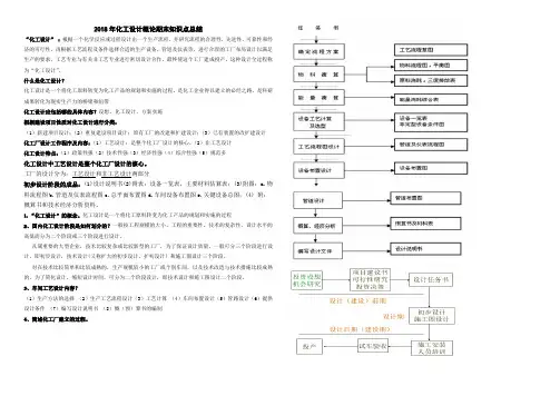 2018年化工设计概论期末知识点总结