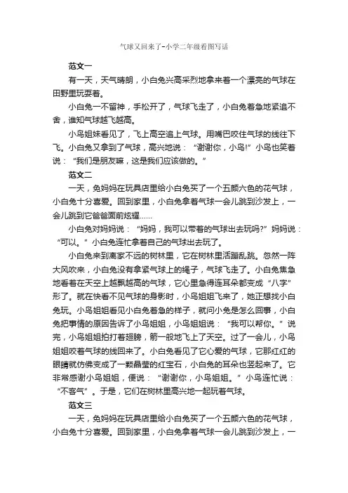 气球又回来了-小学二年级看图写话_作文1050字_小学二年级看图写话作文_