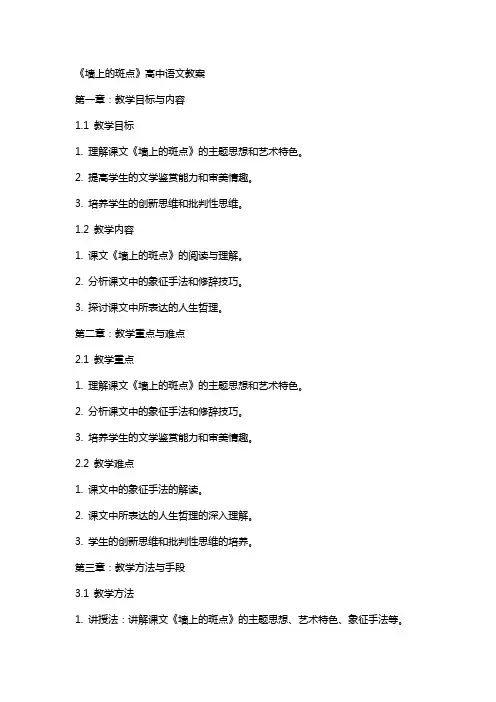 《墙上的斑点》高中语文教案