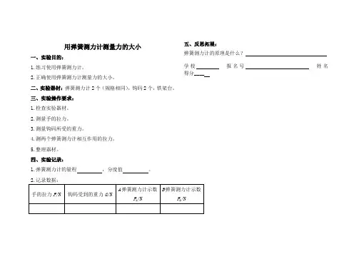 初三物理实验报告汇总