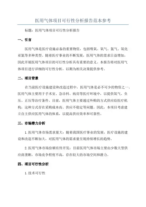医用气体项目可行性分析报告范本参考