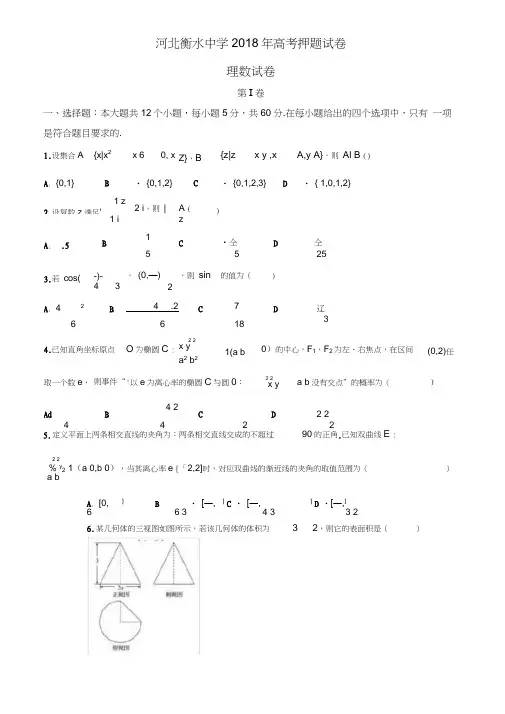 衡水中学2018年高考理数押题试卷